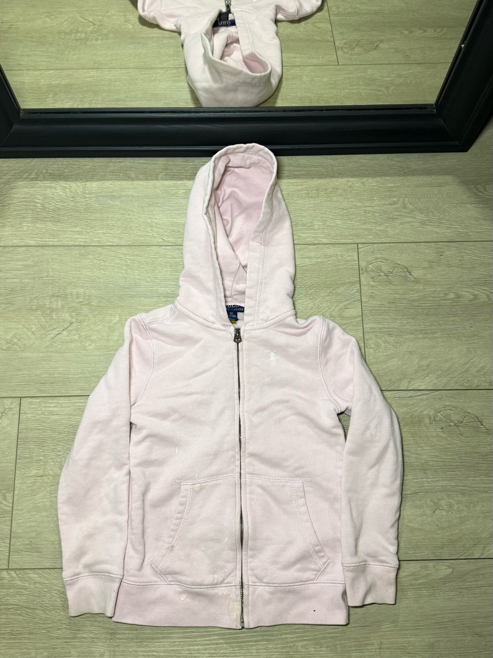 Y2K 2000s Girls Pink Polo Ralph Lauren Logo Zip Up Hoodie
